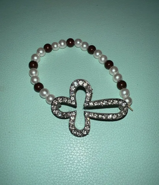 Rhinestone Cross Beaded Stretch Bracelet
