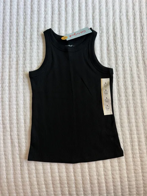 Cat & Jack Ribbed Tank Tops Size S (6-7) Black White Lot of 2 New