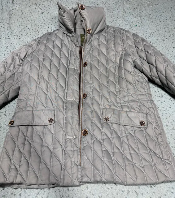 Eddie Bauer Premium Goose Down Jacket Petite M Grey Quilted