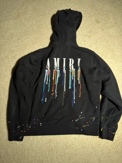 Amiri Paint Drip Logo Hoodie Black