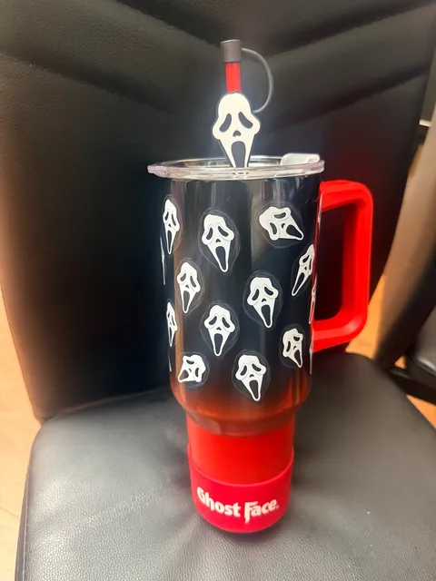 Ghost Face Travel Tumbler with Straw 40 oz