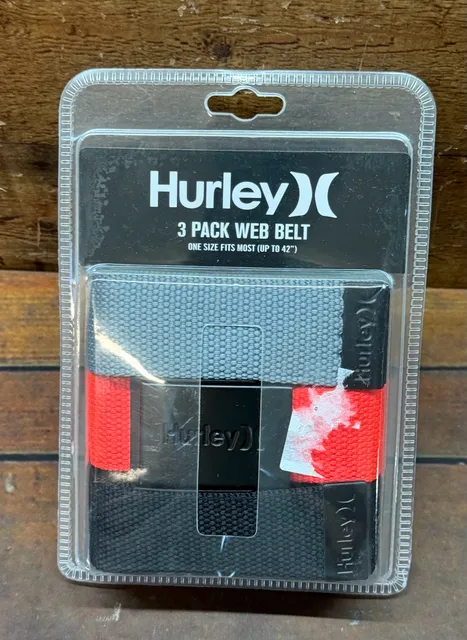 Hurley 3 Pack Web Belt O/S Bright Crimson
