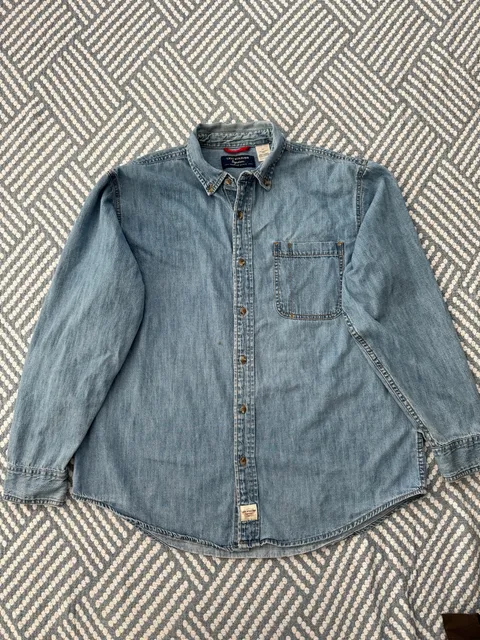 Levi Strauss Signature Long Sleeve Denim Button Down Shirt Size L Blue