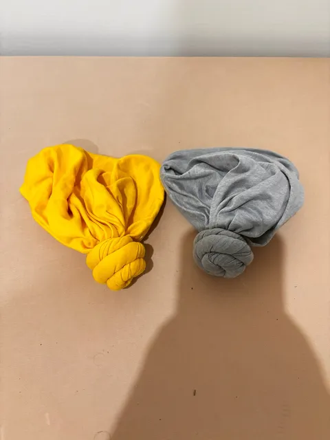 Baby Headband Top Knot Bow Head Wrap Yellow Gray Set 2 Piece