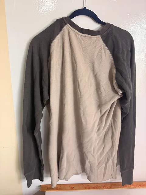Nike Thermal Waffle Raglan Long Sleeve Shirt XL Brown Beige Vintage