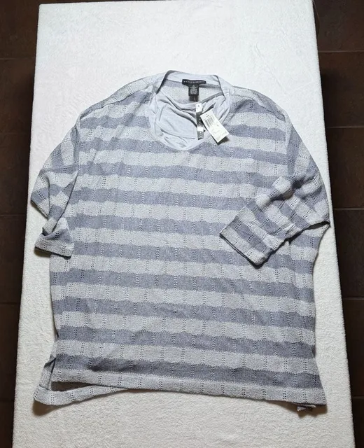 Grace Elements Striped Open Knit Sweater Tank Size XL