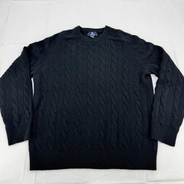 Lands' End 100% Cashmere Cable Knit Sweater Size M 38-40 Black