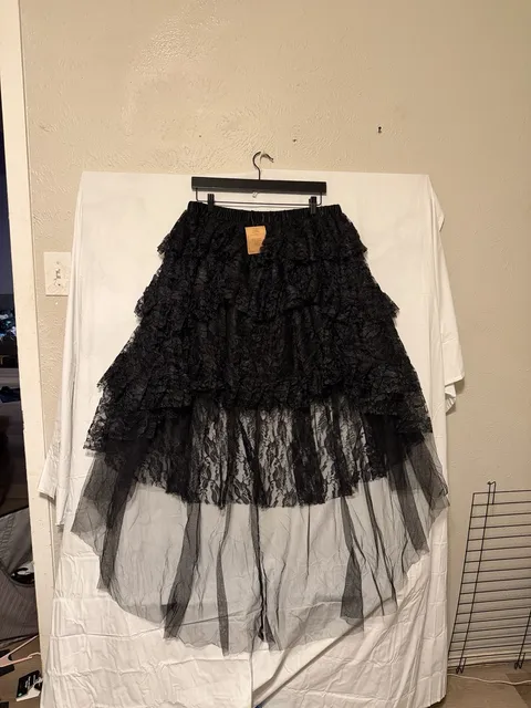 Black Lace High Low Tiered Skirt gothic steampunk