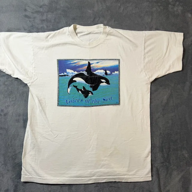 Vintage Human-i-Tees Voices of the Sea Orca Whale T-Shirt