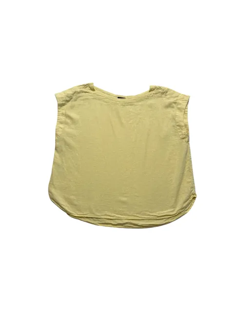 Ann Taylor Tank Top Size L Yellow Linen Sleeveless Blouse