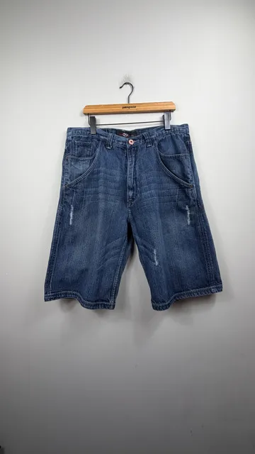 Jean Station Denim Shorts Size 38 Y2K Embroidered Pockets