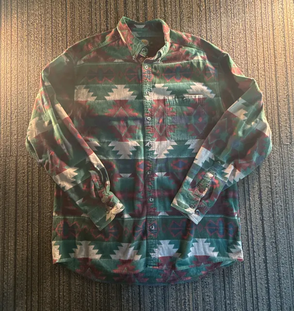 VTG 90s Western Cabela's Outdoor Gear Southwestern Aztec Flannel Shirt XL Tall