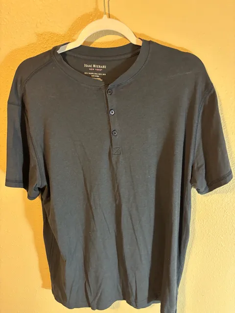 Isaac Mizrahi New York Henley Size XL Black Pima Cotton Blend