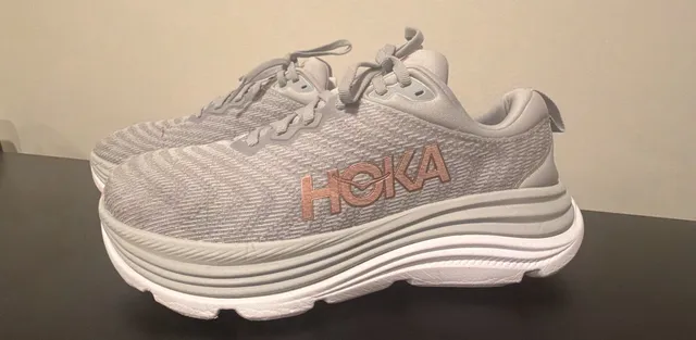 HOKA Gaviota 5 Size 9 Wide Gray Rose Gold Running Shoes