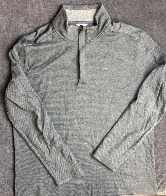 Calvin Klein 1/4 Zip Pullover Size XL Gray Cotton Mock Neck Sweater