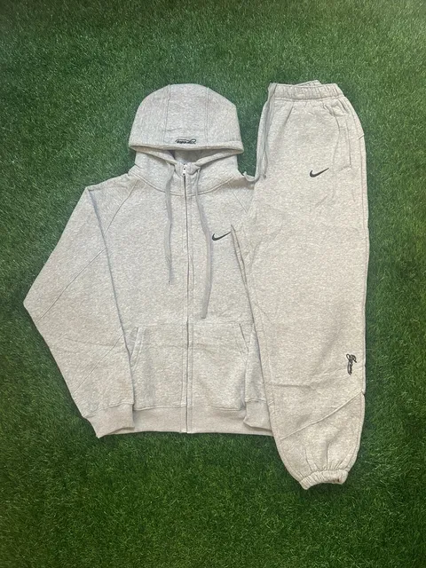 Supreme Nike Zip Up Hoodie And Sweatpants Set Grey