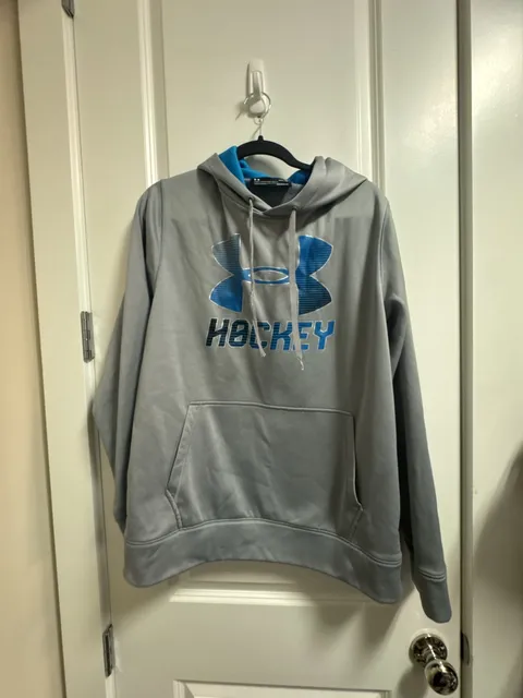 Under Armour Hockey Wordmark 2.0 Hoodie Size MD Gray Blue