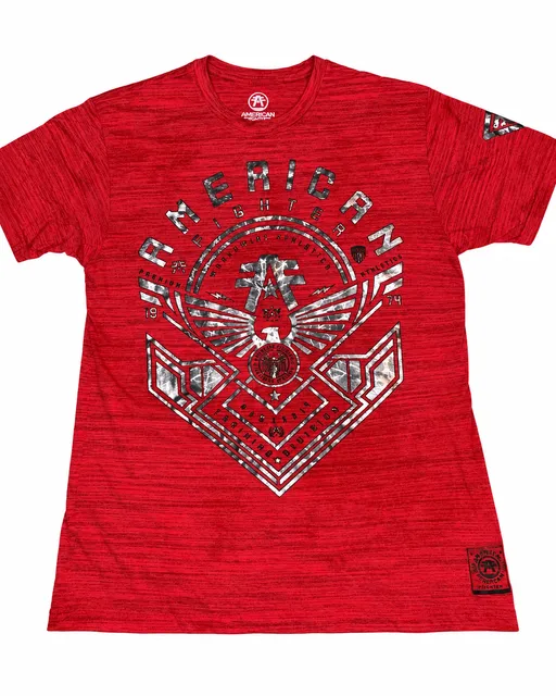 American Fighter Graphic T-Shirt XL Red Cotton Blend
