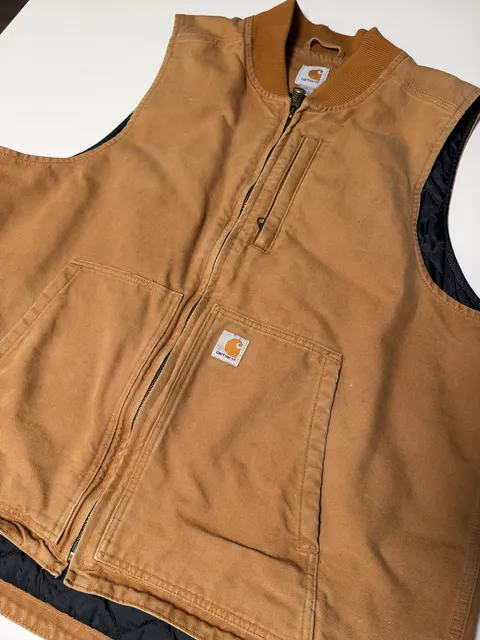 Carhartt Duck Quilted Flannel-Lined Vest XL Brown Carhartt Brown