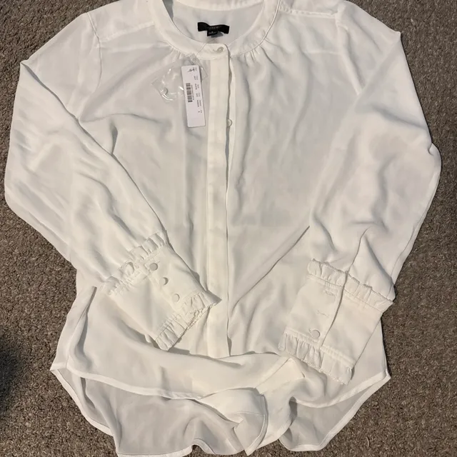 NWT J.Crew Ruffle Cuff Blouse Size S White