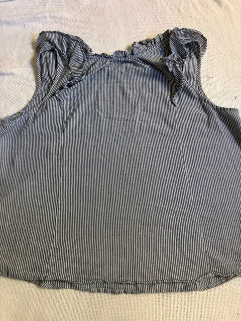 Blue and White Striped Ruffle Tank Top
