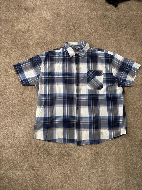 Early 2000s Ecko Unltd. Plaid Short Sleeve Button Down Shirt Size 6XB Blue White