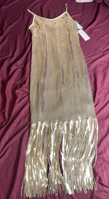 Nanette Nanette Lepore Sequin Fringe Dress Size 6 Gold