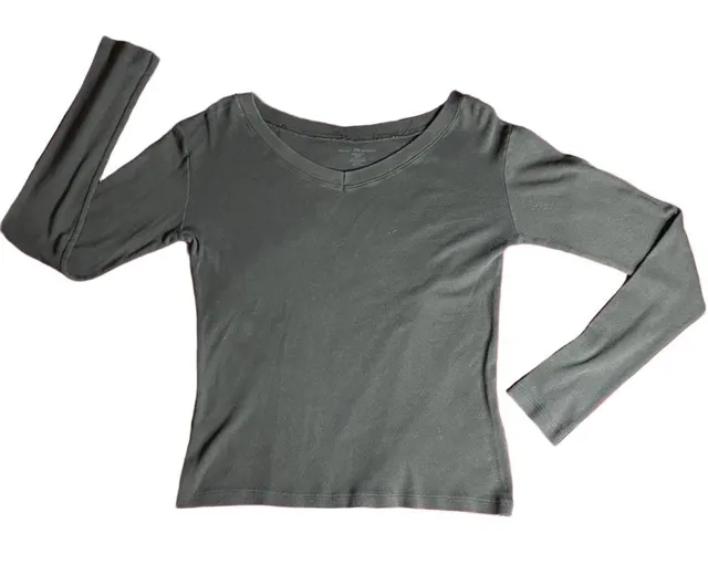 Brandy Melville Thermal Long Sleeve Top black/faded look