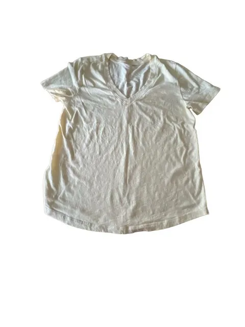 LOFT V-Neck T-Shirt Size M Yellow Cotton