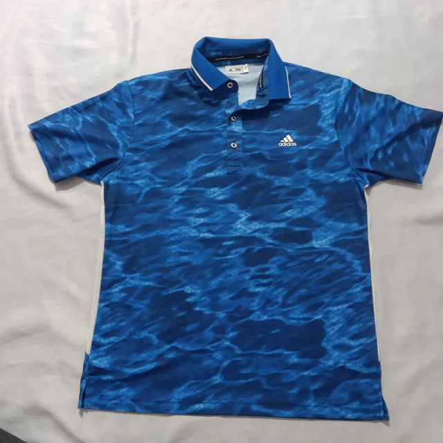 Adidas Golf Polo Shirt Size L Blue Pattern Athletic