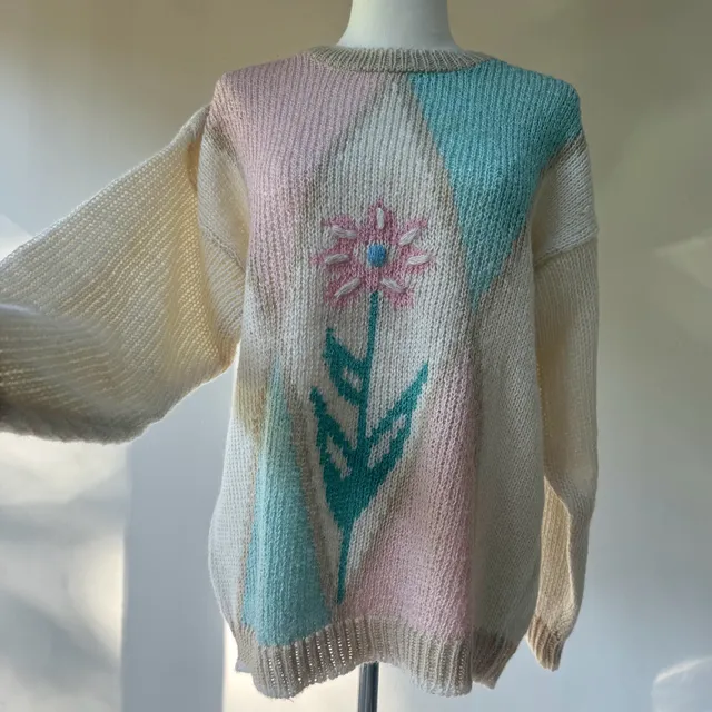 Vintage Pastel Floral Sweater