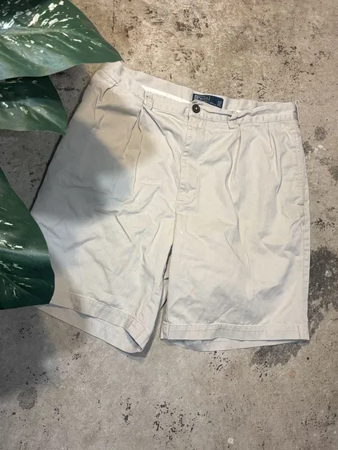 Polo By Ralph Lauren Tyler Short Size 35 Khaki Cotton Pleated Shorts