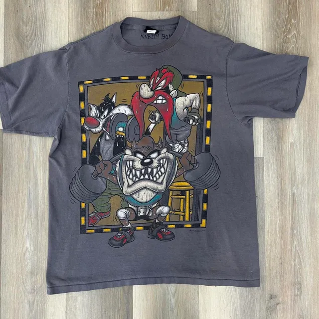 Changes Looney Tunes Taz Gym T-Shirt Size XL Vintage 1995 Warner Bros