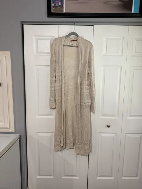 Beldini Open Front Long Cardigan Size 2X Beige Knit Duster