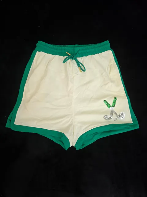 Fantastic Fawn Shorts Size S White Green Sequin Athletic Lounge