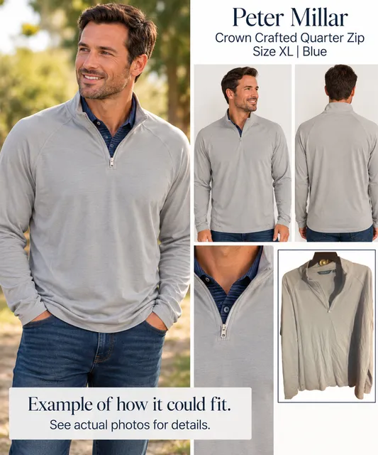 Peter Millar Crown Crafted Quarter Zip Size XL Blue