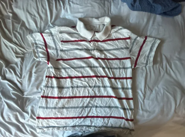 American Eagle Outfitters Striped Polo Shirt Size L White Red Gray

*NOT AMERICAN EAGLE*
BASIC EDITIONS ✅