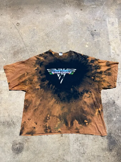 Gildan Van Halen T-Shirt Size 3XL Bleach Tie Dye Band Tee