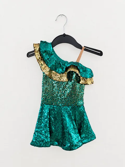 Revolution Dancewear Costume RC23876 Size SC Green Gold Sequin Dress