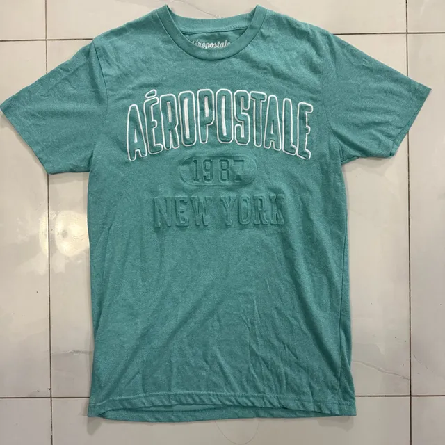 Aeropostale T-Shirt Teal Graphic Logo 1987 New York