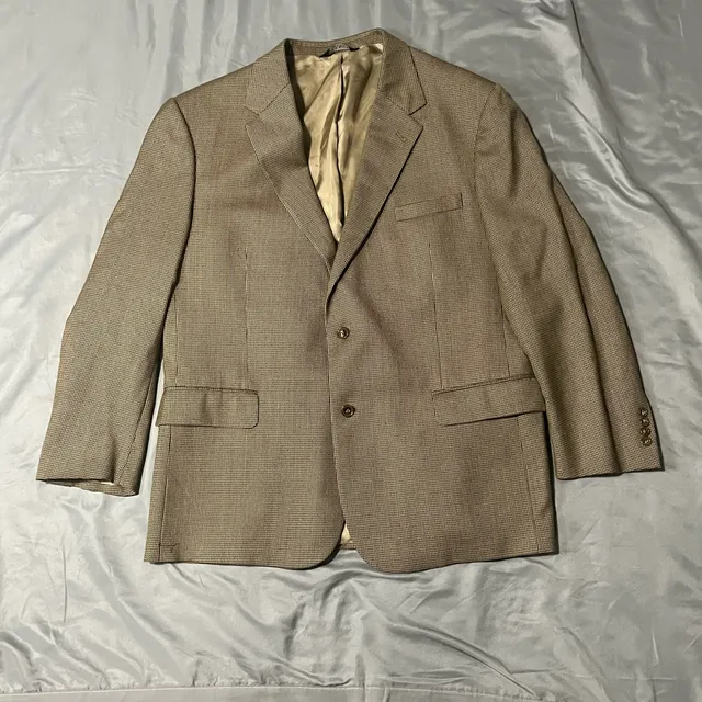 Jos. A. Bank Signature Sportcoat Size 48R Brown Tan Check Wool Blazer