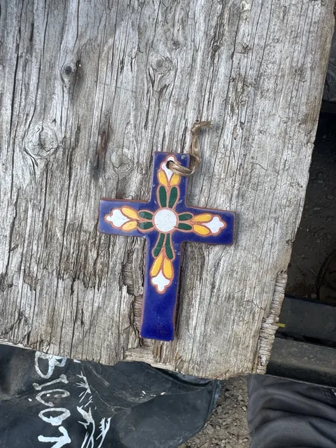 Hand Painted Ceramic Tile CROSS Talavera Mexico Folk Wall Art In ...
