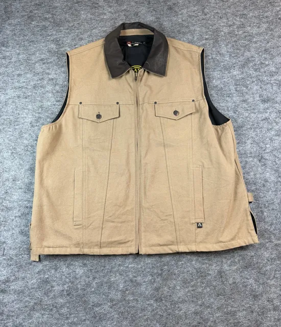 Kakadu Kelly 12 Concealed Carry Vest Size 3XL Tan Canvas Leather Collar