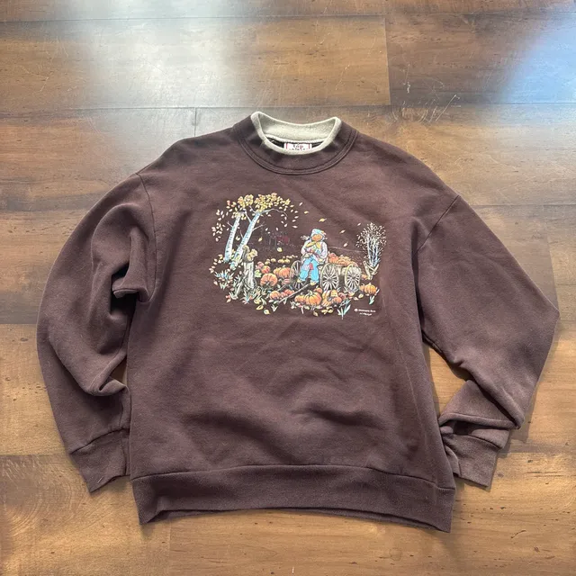 Top Stitch By Morning Sun Sweatshirt Size Medium Brown Pumpkin