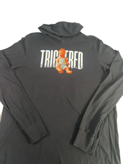 Bella + Canvas Triggered Hoodie Size XL Black Graphic Long Sleeve