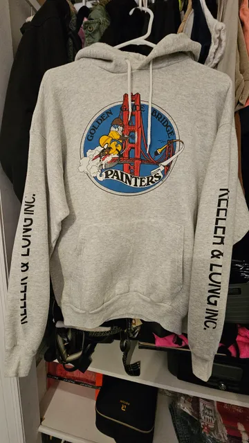 Hanes Golden Gate Bridge Painters Hoodie Size XL Gray Graphic Pullover