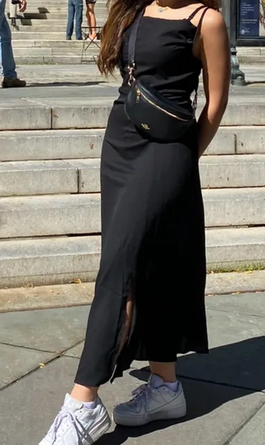 Black Midi Slip Dress