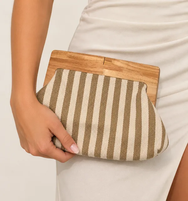 Lulus Striped Wood Clutch