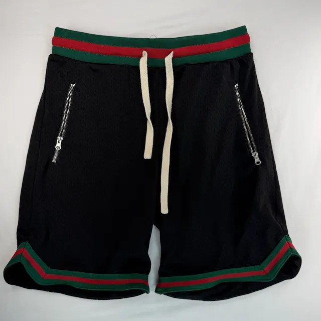 Bascom Projects 1993 Mens M Mesh Basketball Shorts Black Red Green Zip Pockets
