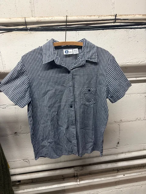 Arizona Plaid Button Up Shirt Size Medium Blue Short